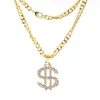 Wholesale Gold Crystal Hip Hop Necklace Pendant Pearl Dollar Sign for Men