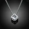 Ожерелья с подвесками, простой стиль, элегантные женские квадратные формы, стерлинговое серебро 925 пробы, длинный кубический цирконий, ювелирные украшения для