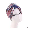 Accessoires pour cheveux Hugmee National Wind Turban Cap doublé de chapeau de chimiothérapie en satin pour femme bandeau coiffe pirate P00953159875 Dhrms
