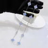 VanCF Necklace Luxury Diamond Agate 18k Gold New Four Leaf Grass Five Flower Purple Jade Marrow Necklace Light Luxury