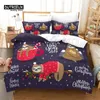 Bedding Sets Cute Cartoon Sloth Duvet Cover Floral Leaves Print Set For Kids Teens Bedroom Decor Flowers Comforter Pillowcases