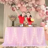 Tulle Table Skirt with LED Lights 6FT Cloth for Baby Shower Wedding Birthday Party Bar Home Valentines Day Decor 240307