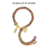 Braccialetti con ciondoli 1pc braccialetto tibetano fatto a mano corda intrecciata a mano stile etnico cinese medaglione di vetro in acciaio inossidabile cilindro di preghiera fai da te