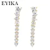 Stud Earrings EYIKA Luxury Double Layer Link Heart Clear Zircon Climber Earring For Women Crystal Long Drop Gold Plated Jewelry
