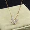 Designer pendant necklace Sweet VanCA Full Diamond Necklace for Women 18K Rose Gold Plated with Diamond Collar Chain Pendant Live Broadcast 83NO