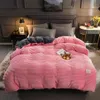 43 Thick Coral Velvet Solid Stripe Bedding Set Winter Warm Flannel Duvet Cover Bed Fitted Sheet Pillowcases Single product 2012102767