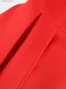 Robes sexy urbaines, plus la taille des femmes robe de soirée patchwork rouge dentelle manches longues perles volants noël célébrer occasion formelle bal élégant Gow L240309