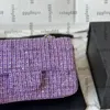 Fransız bayanlar tasarımcısı klasik mini tweed mor omuz çantaları ile parıltılı çanta ghw crossbody omuz çantaları kilit telefon kartı holoder cüzdan