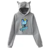 Sweatshirts Itsfunneh Krew District Merchover Cat Ear Hoodie Långärmad tröjor Kvinnliga Crop Top Women's Clothes