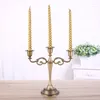 Candle Holders Metal Candlestick European Vintage Wedding Home Restaurant Five Headed Golden Tulip Decoration