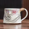 Biurowe kubki do kawy ceramiczne retro kreatywne domowe home kubki wodne z rączką szkicową liną konopi i indywidualnym pudełkiem