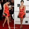 Sexy Selena Gomez rode diepe v-hals avondjurk korte formele beroemdheid speciale gelegenheid jurk feestjurk op maat gemaakt plus size300E