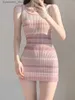 Abiti sexy urbani Puro desiderio Mini abiti sexy per ragazza piccante Abito da donna senza maniche a righe rosa Abito Y2k Abito estivo sottile e sottile a canotta in maglia L240309