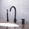 Torneiras de pia do banheiro Torneira de bacia de latão preto com 3 buracos banheira chuveiro banho e torneiras misturadoras de água fria