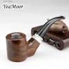 Other Home Garden New Ebony Wood Pipe Smoking Tobacco Pipe 9mm Filter Flat Bottom Smoke Pipe Handmade Smoking Pipe Accessory T240309