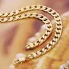 Hip hop mens real solid 14k gold Filled necklace cuban link chain 24-26 inch NEW228d