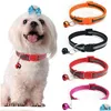 Coleiras para cães Coleiras para cães e gatos Coleiras reflexivas tamanho ajustável Pet Nylon Strap Bell Collar Cachorrinho Colar Seguro Drop Delivery Home Ga Dhyeb