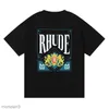 新しいrhudeメンズTシャツ高品質のテスデザイナーカジュアルファッションショートスリーブヨーロッパアメリカ女性女性ラウンドネックTシャツUSサイズS-XXL DJ4D