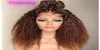 Indian Human Hair 4x4 Koronna peruka Kinky Curly 1B30 Ombre dwa tony kolor 1032 cala Yirubeauty Whole gęstość 180 2106015141