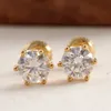 Pass Test Män kvinnor Moissanite örhängen Gul guldpläterad S925 Silver 0,5CT 1CT 2CT Moissanite Diamond Earrings Studs For Friends Nice Gift