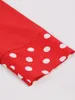 Sukienki swobodne 2024 Retro Bow Neck Button Up Polka Dot Red Elegancka sukienka jesienna zima ubrania Kobiety z długim rękawem