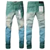 Paarse jeans Designer jeans Heren paarse jeans Label Brand Herenlabel Zomergat Hoge kwaliteit geborduurde herenjeans amirs