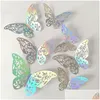 Muurstickers 3D Effect Kristallen Vlinders Muursticker Beautif Vlinder Voor Kinderkamer Sticker Woondecoratie Drop Delivery Home Gard Dhyvn