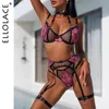 Ellolace Zebra Lingerie Fantaisie Sous-vêtements en dentelle Voir à travers le soutien-gorge licou Délicat Intime Luxe Tenues sexy Jarretières Ensembles brefs 240307