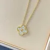 Designer Necklace VanCF Necklace Luxury Diamond Agate 18k Gold Sterling Full Diamond Clover Necklace Plated with Gold Full Diamond Lucky Grass Pendant Chain