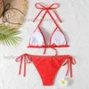 Kvinnliga damer bikini set hela brev tryckt korsband strandkläder textil kvinnor sommar strand simning slitage förtroende halter baddräkt