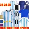 2025 Argentina 3 stelle maglie da calcio commemorative 24 25 tifosi versione MESSIS MAC ALLISTER DYBALA DI MARIA MARTINEZ DE PAUL MARADONA maglia da calcio per bambini kit