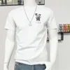 T-shirt estiva a maniche corte nuova, vestibilità slim da uomo con lettera orso Hot Diamond T-shirt casual girocollo in cotone mercerizzato di fascia alta europea