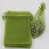 100st Army Green Organza Jewelry Gift Pouch Påsar för bröllopsgavare pärlor smycken 7x9cm 9x11cm 13 x 18 cm etc 365270H