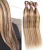 Nami Brown and Blonde Highlight Color Ombre Human Hair Bunds med stängning Frontal Piano Color 8613 Straight Body Wave Hair Exte14462552