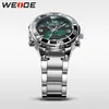 WEIDE Herren Sport Armee Stoppuhr Stahlband Quarz Militär LED Alarm Leuchtende Analog Digital Armbanduhren relogios masculino259r