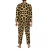 Мужская одежда для сна, пижамы, мужские модные леопардовые ночные животные с принтом, комплект из 2 предметов, винтажные пижамные комплекты с длинными рукавами, мягкий домашний костюм большого размера