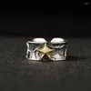 Anelli a grappolo Anello con motivo a stella retrò Accessori per dito indice maschile Argento sterling 925 per uomo Ornamenti per mano di apertura