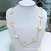 Naszyjnik designerski Vancf Naszyjnik luksus Diamond Agat 18K Gold Sterling Four Leaf Clover Naszyjnik dla kobiet Rose Gold White Fritillaria Naszyjnik kwiatowy