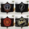 Customized 3D printed hooded blanket can be worn on flannel lamb cashmere cloak Viking totem theme Custom DIY Thin Quilt Sofa blan272A