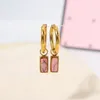 Boucles d'oreilles créoles WILD FREE en acier inoxydable plaqué or 18 carats pour femmes, breloque en pierre rose, bijoux romantiques mignons à la mode
