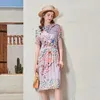 Vestidos casuais roxo chiffon seda floral maxi camisa vestido mulheres 2024 verão longo trabalho boho praia escritório sexy festa luxo plus size