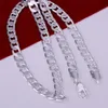 925 Sterling Silver plated 8mm 16'' 18'' 20 22'' 24'' Flat Chain Necklace Mens N192C