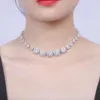 Halo rond coupe cubique zircone Cz cristal brillant Tennis collier pour les femmes bal fête anniversaire mariage