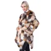 Fox nouveau manteau de fourrure de Haining de couleur contrastée coupe ajustée pour jeunes femmes 314414