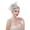 Kopfbedeckungen 16 Farbe Frauen Große Rüschen Blume Fascinator Hut Vintage Solide Multi Feder Tee Party Entenschnabel Haar Clip221j