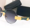 Модные роскошные дизайнерские мужские солнцезащитные очки Magic II, винтажные металлические солнцезащитные очки круглой формы без оправы, авангардные очки в классическом стиле, анти-ультрафиолетовые очки в комплекте с футляром