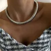 Vattentät modesmycken 10mm stretchhalsband Guldpläterad vintage Gypsy Chunky Choker rostfritt stålhalsband för kvinnor