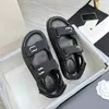 Luxury fashion design small fragrance Velcro sandals Women 2024 summer new casual flat outside to wear open toe all the thick soled Roman shoes to recruit partners