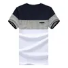 95 ٪ من القطن 5 ٪ SPANDEX MAN Stripe T Shirt أكمام قصيرة الصيف البحرية الأزرق أبيض الجودة جولة الرقبة الذكور الذكور O-الرقبة الرجال تي شيرت 240301