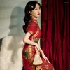 エスニック衣類女性中国のドレスプリントプリントフラワー大サイズ